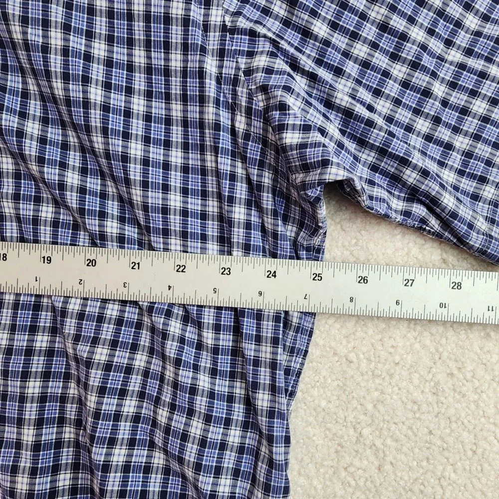 Ralph Lauren Blake Button Down Shirt Mens L Blue White Plaid Short Sleeve Preppy